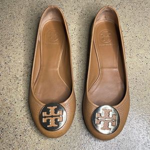 Tory Burch Cognac Pebbled Leather Ballet Flats 7